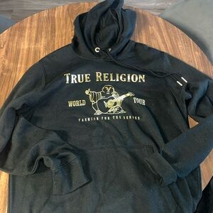 True Religion Black and Gold Graphic Hoodie